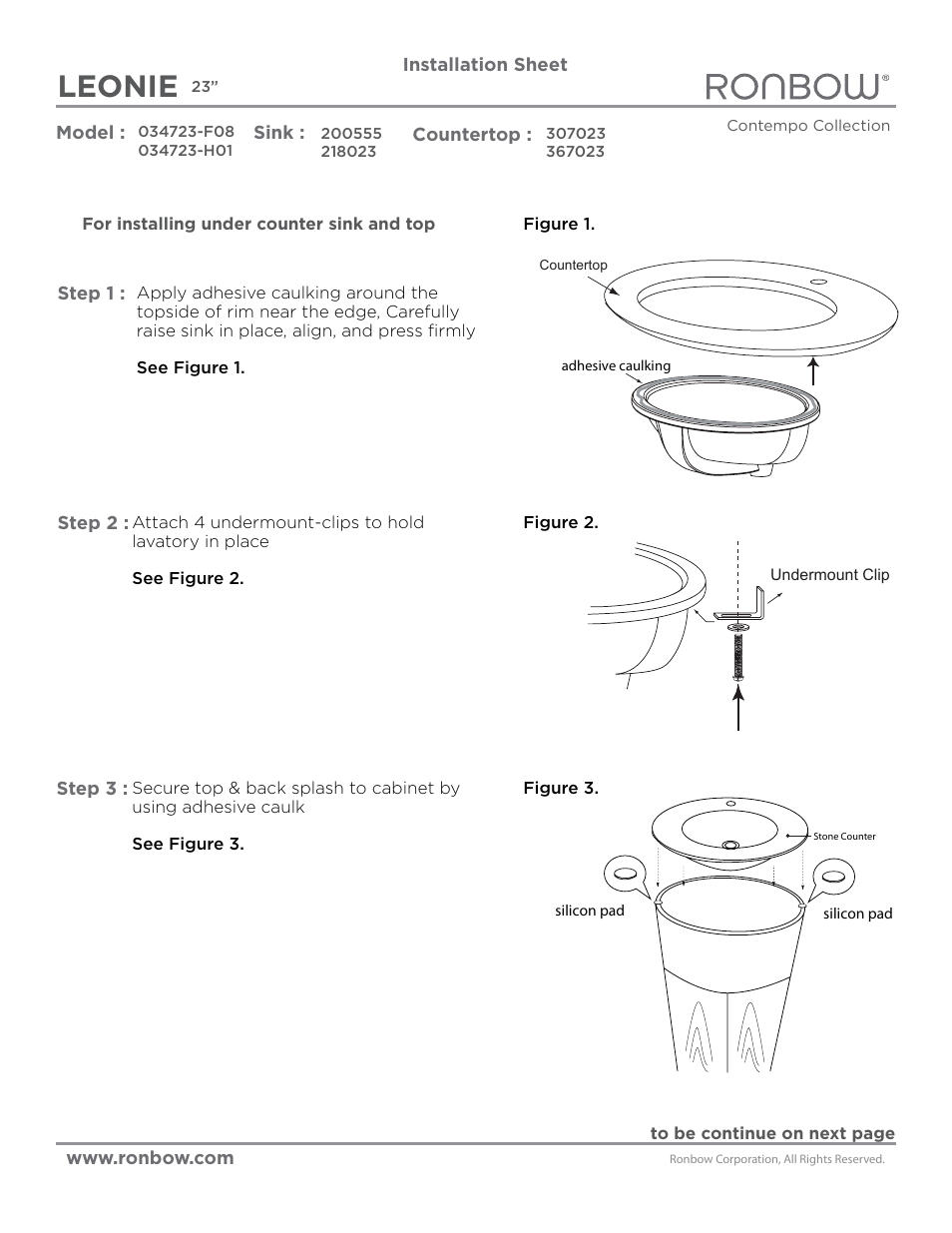 Ronbow Leonie User Manual | 3 pages