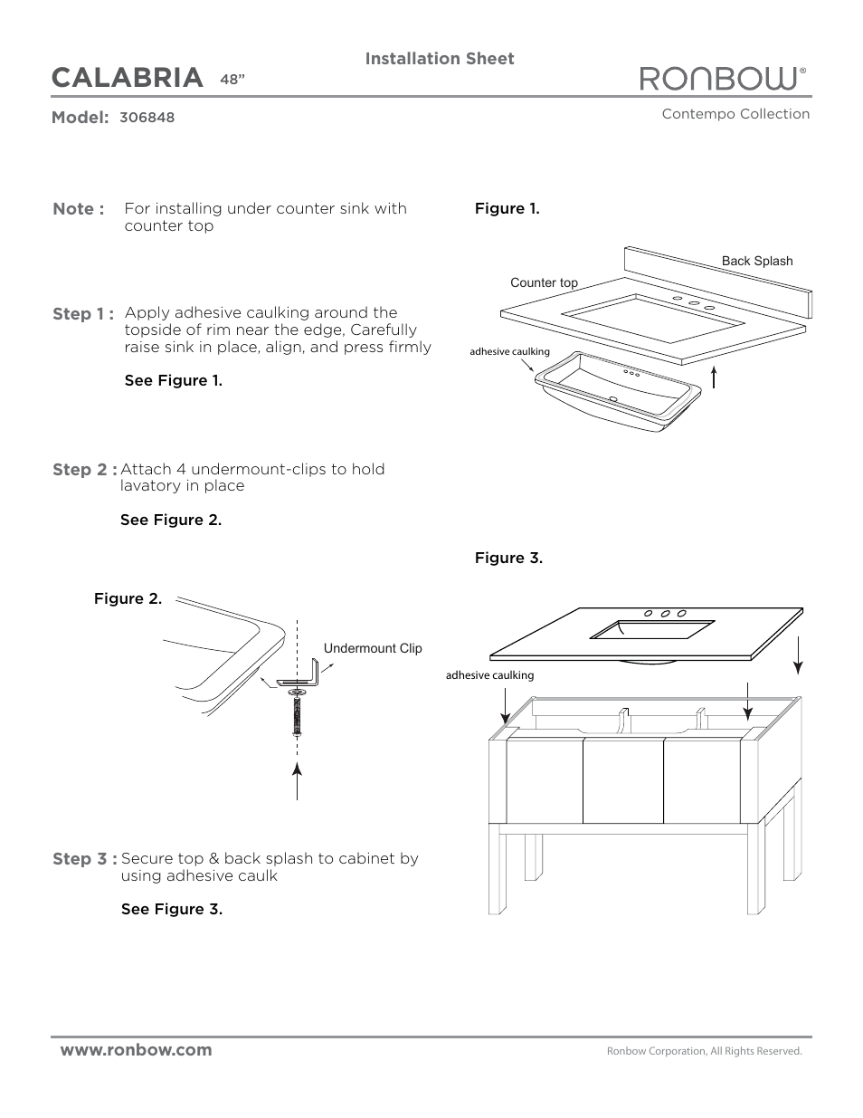 Ronbow Calabria User Manual | 2 pages