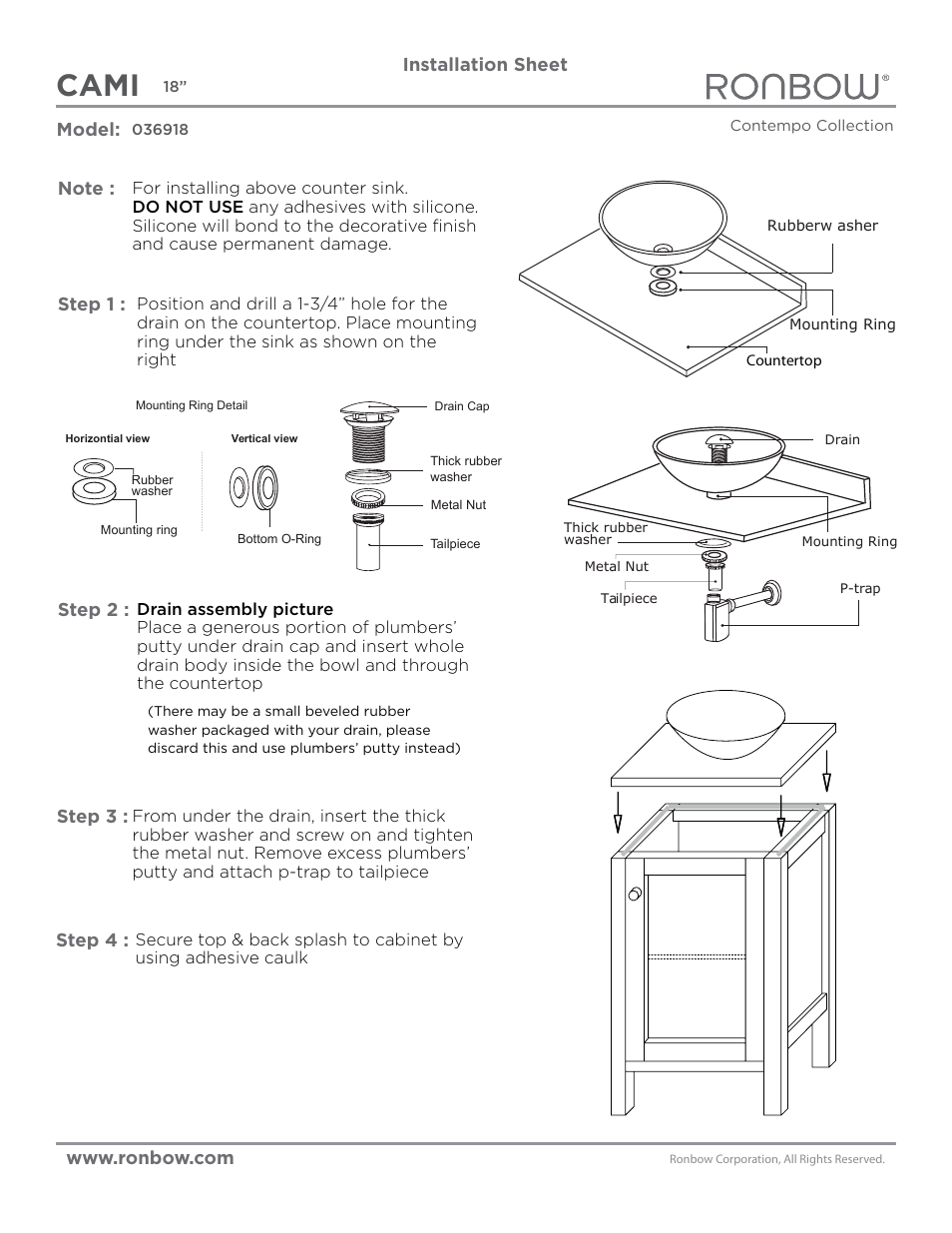 Ronbow Cami User Manual | 2 pages