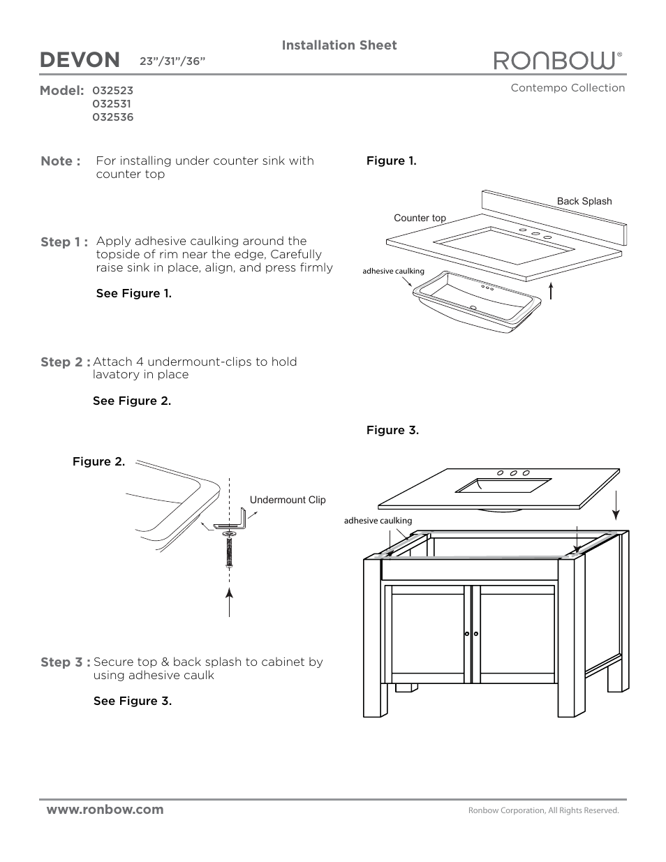 Ronbow Devon User Manual | 3 pages