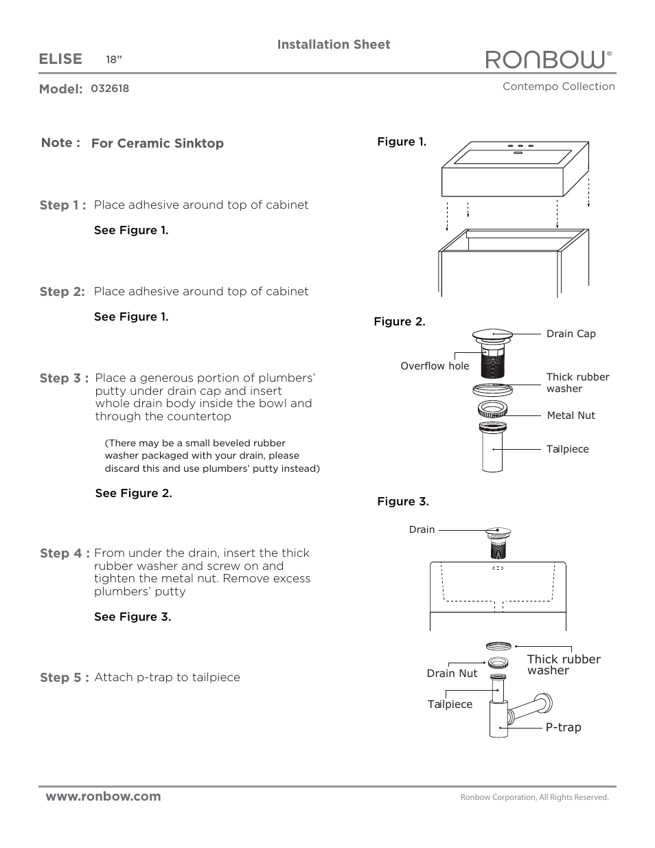 Ronbow Elise User Manual | 1 page