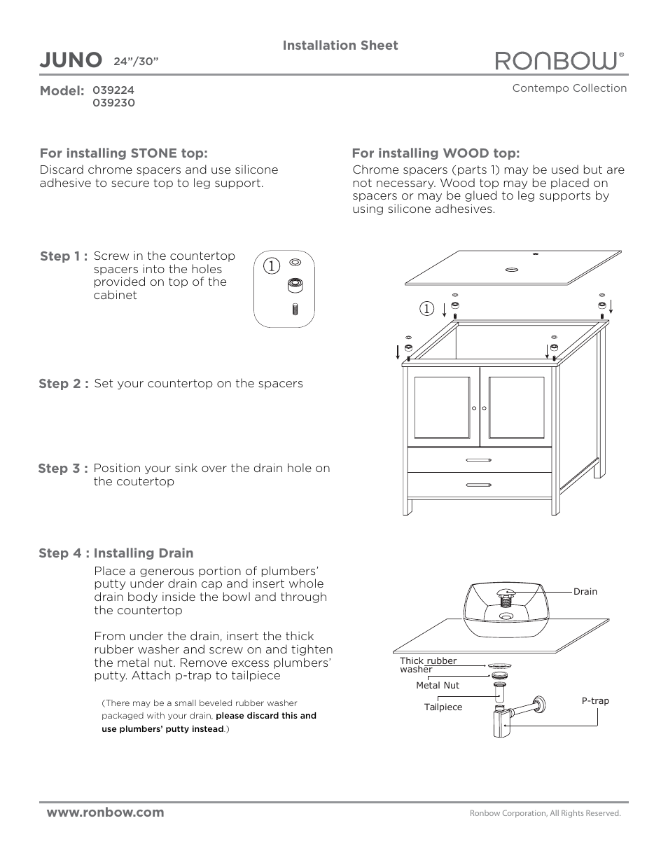 Ronbow Juno User Manual | 3 pages