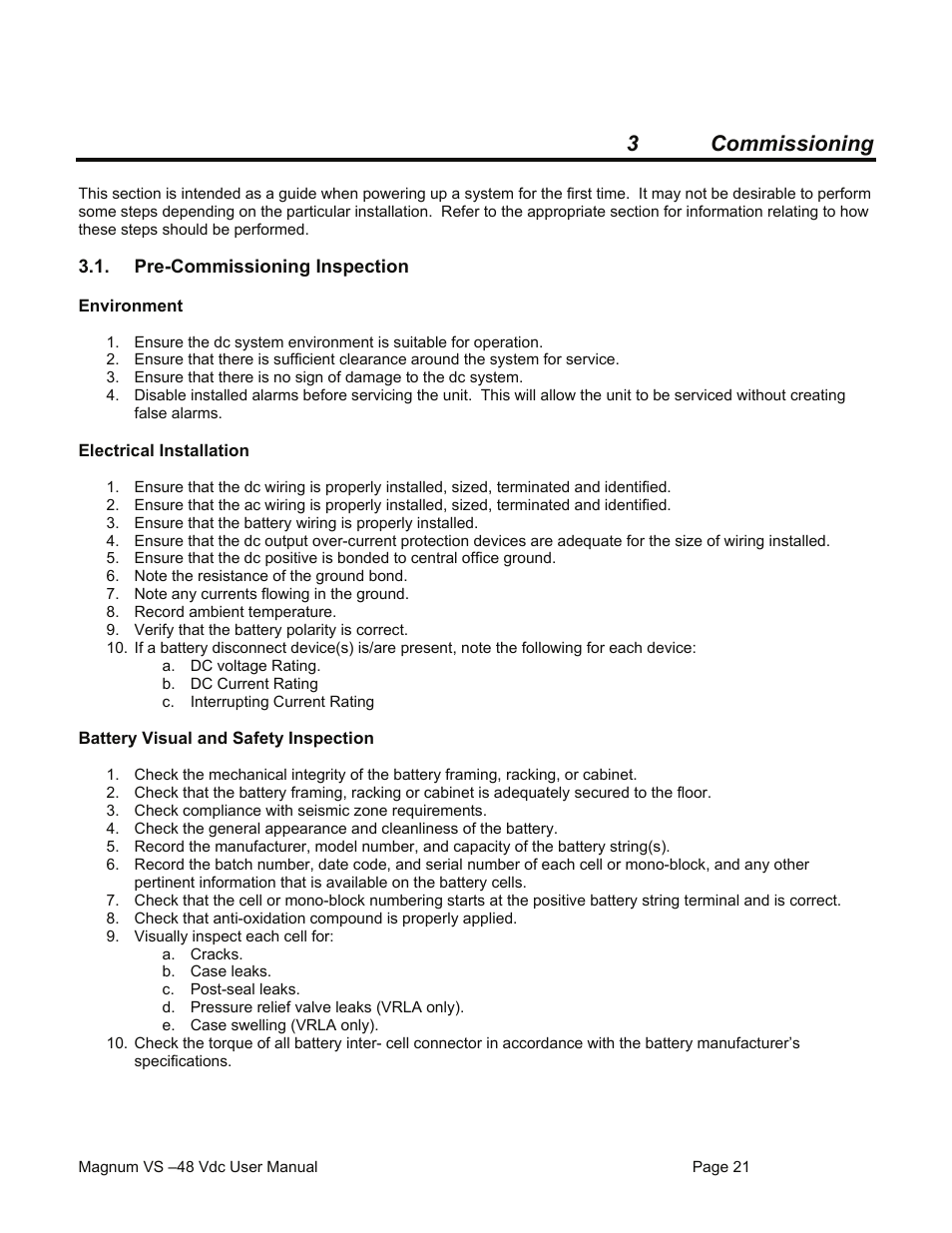 3 commissioning | American Power Conversion VS 50 User Manual | Page 21 / 54