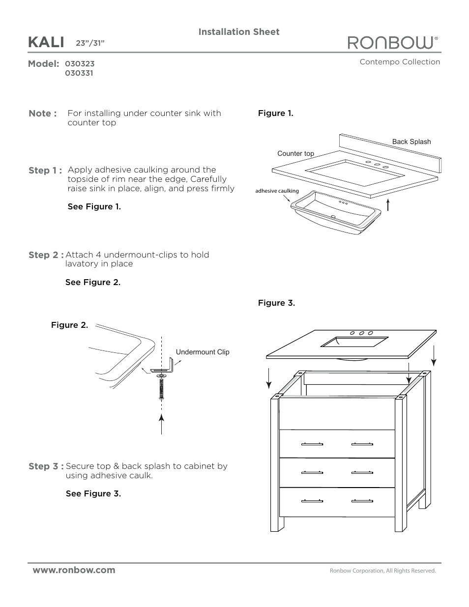 Ronbow Kali User Manual | 3 pages