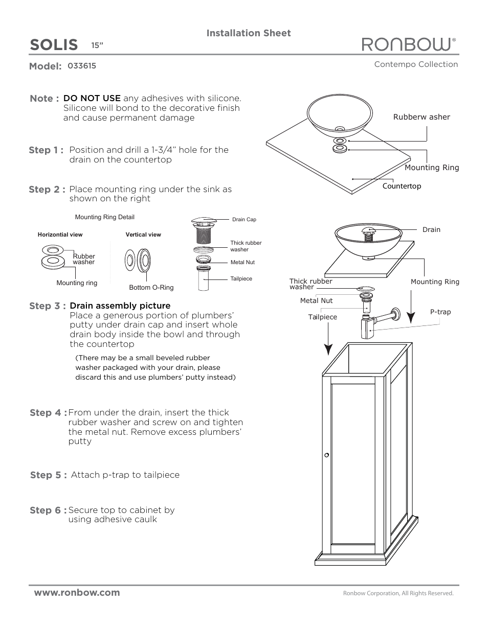 Ronbow Solis User Manual | 1 page