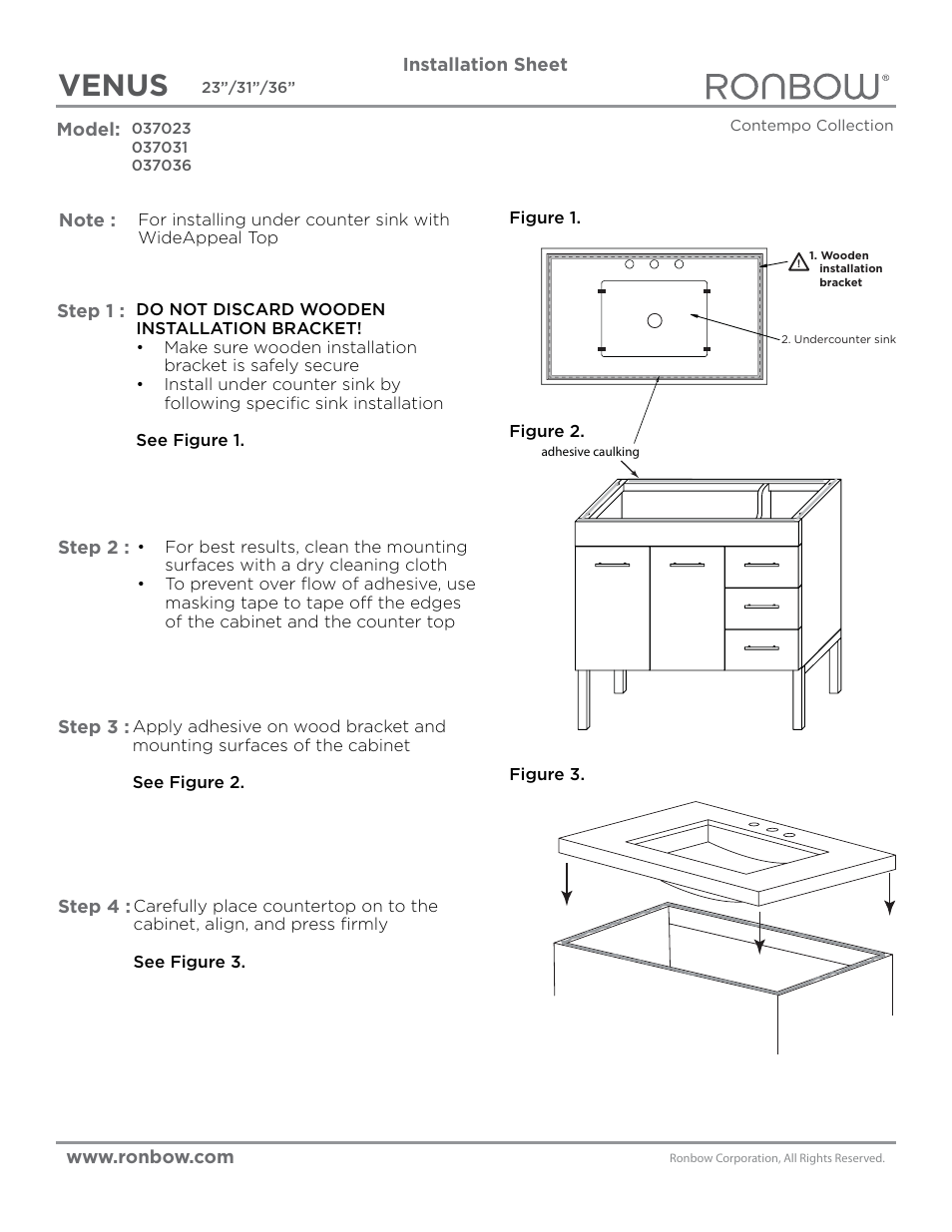 Venus | Ronbow Venus User Manual | Page 2 / 3