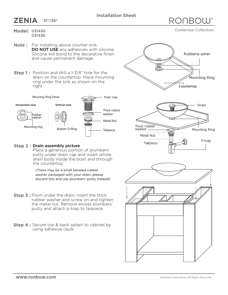 Ronbow Zenia User Manual | 2 pages