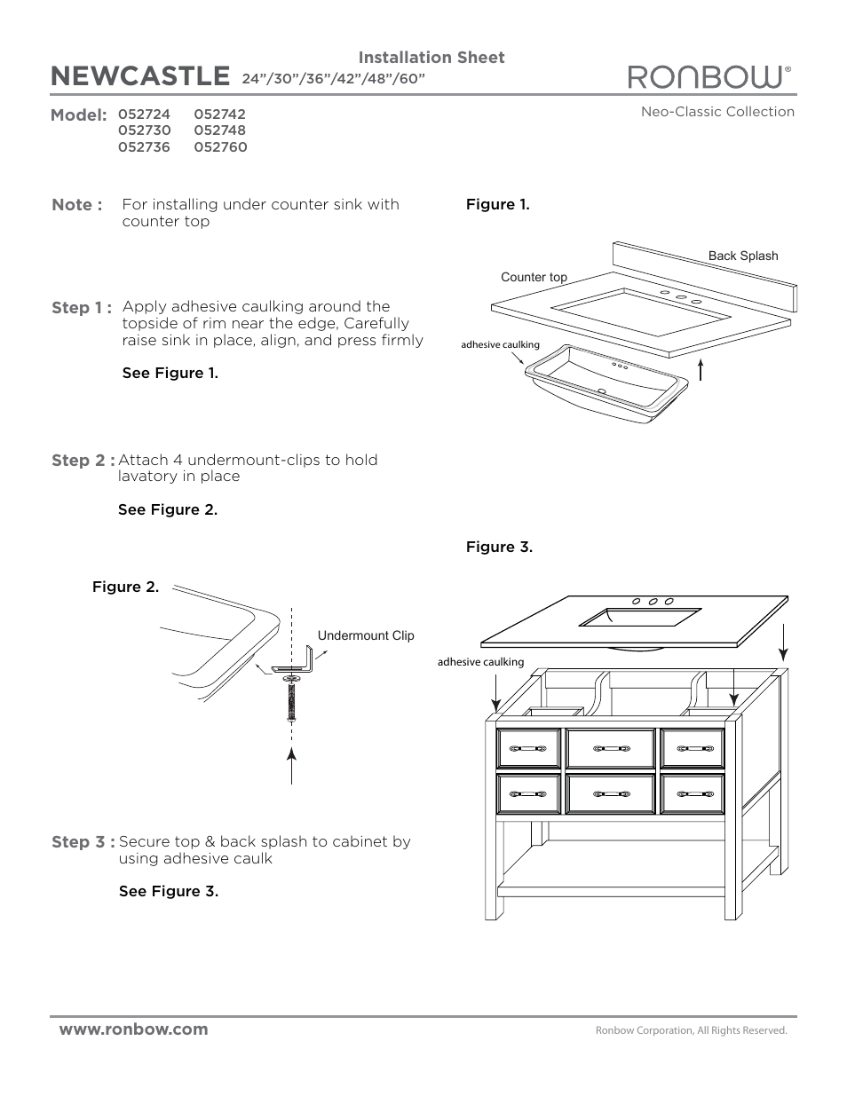 Ronbow Newcastle User Manual | 2 pages