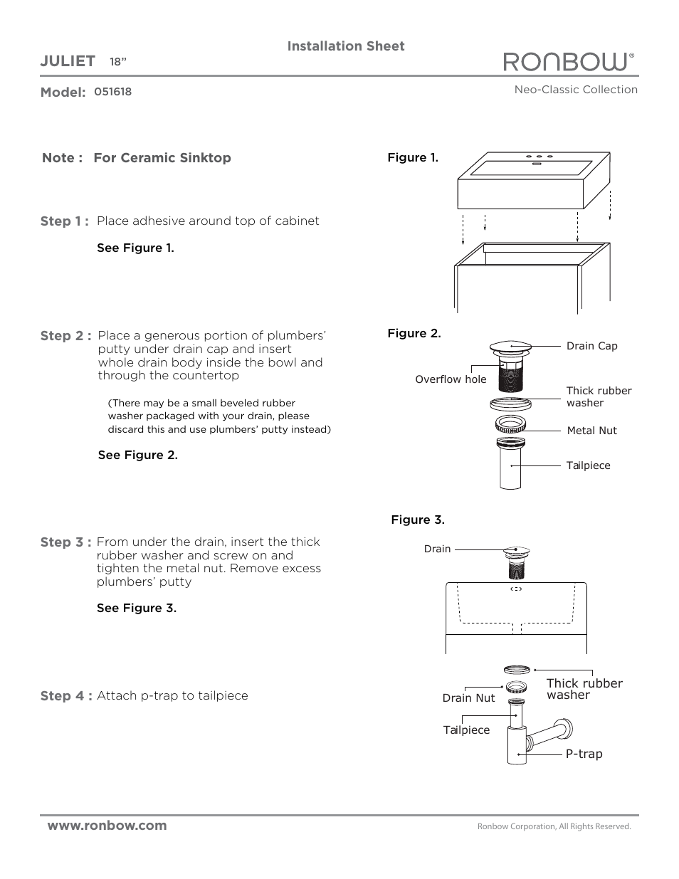 Ronbow Juliet User Manual | 1 page