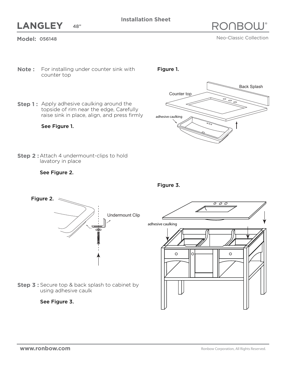 Ronbow Langley User Manual | 2 pages