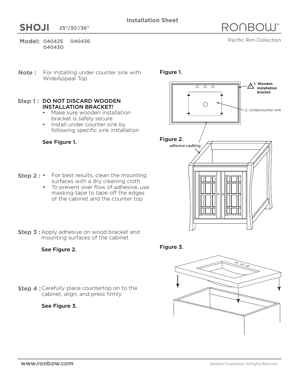 Shoji | Ronbow Shoji User Manual | Page 3 / 3