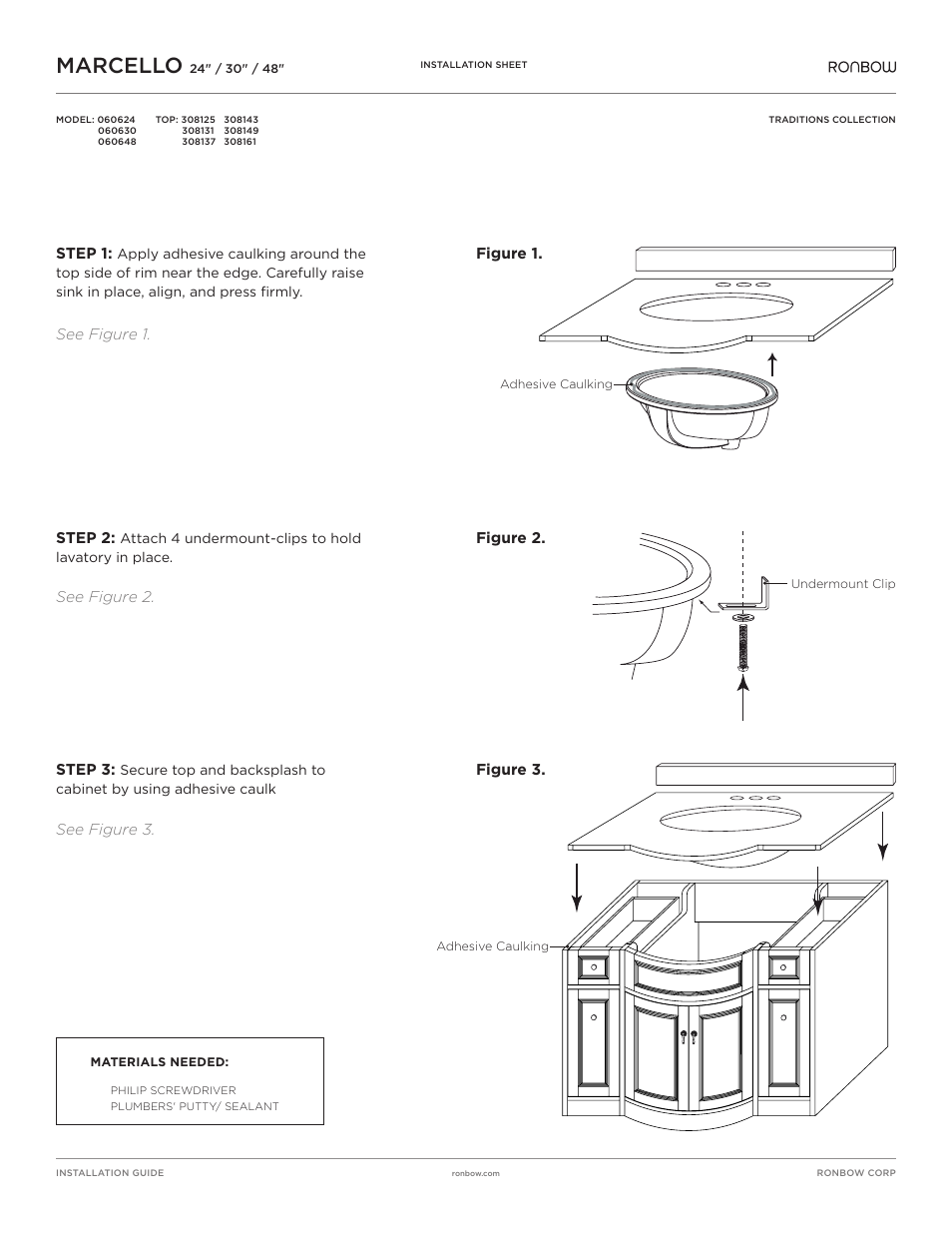 Ronbow Marcello Stone Top (Fitted) User Manual | 1 page