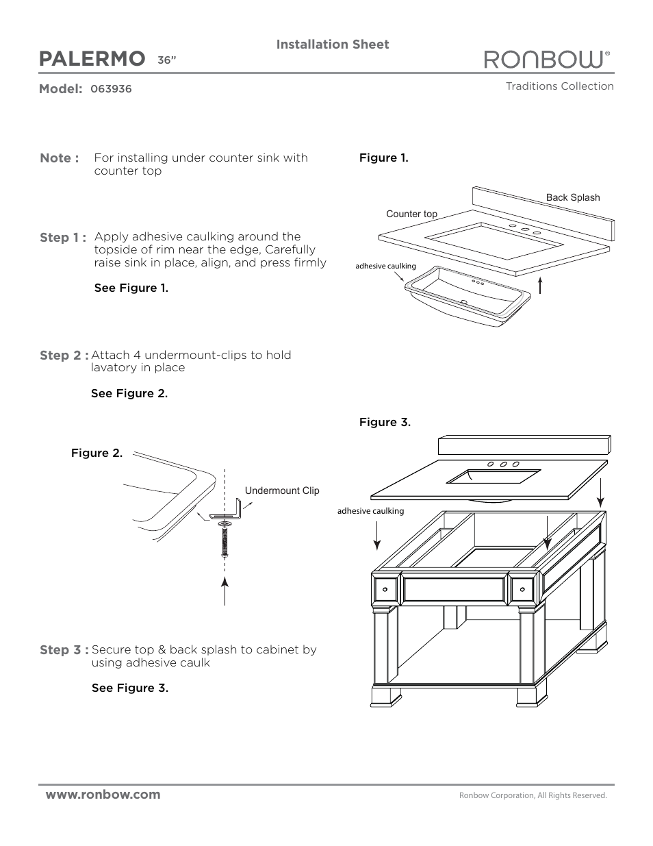 Ronbow Palermo User Manual | 2 pages