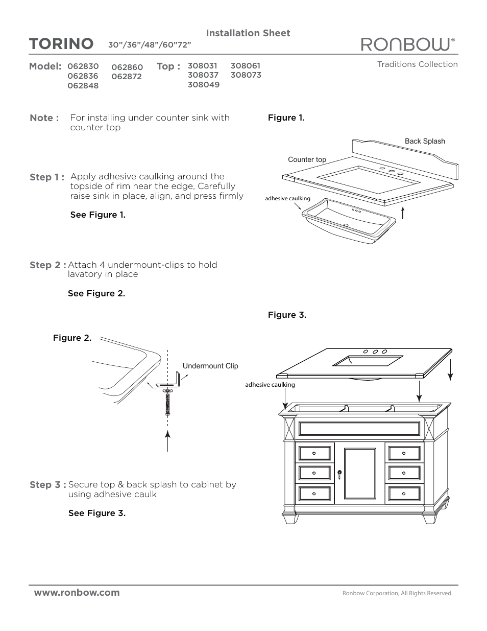Ronbow Torino User Manual | 2 pages