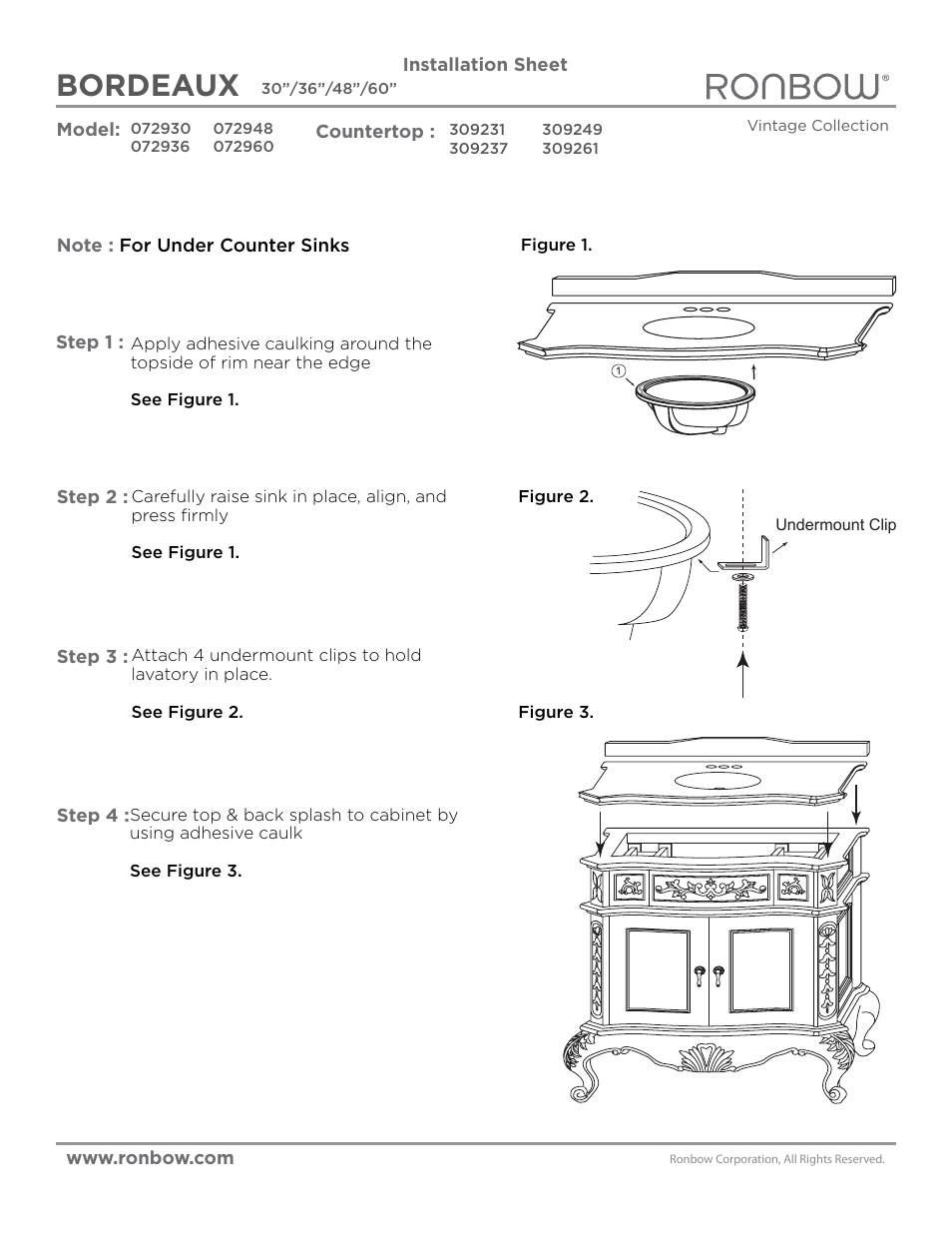 Ronbow Bordeaux User Manual | 1 page