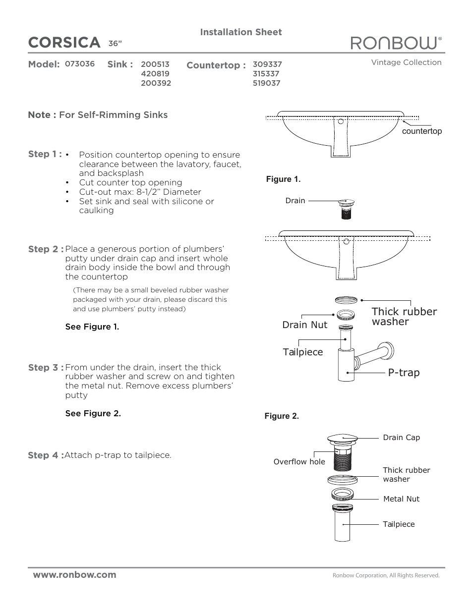 Ronbow Corsica User Manual | 2 pages