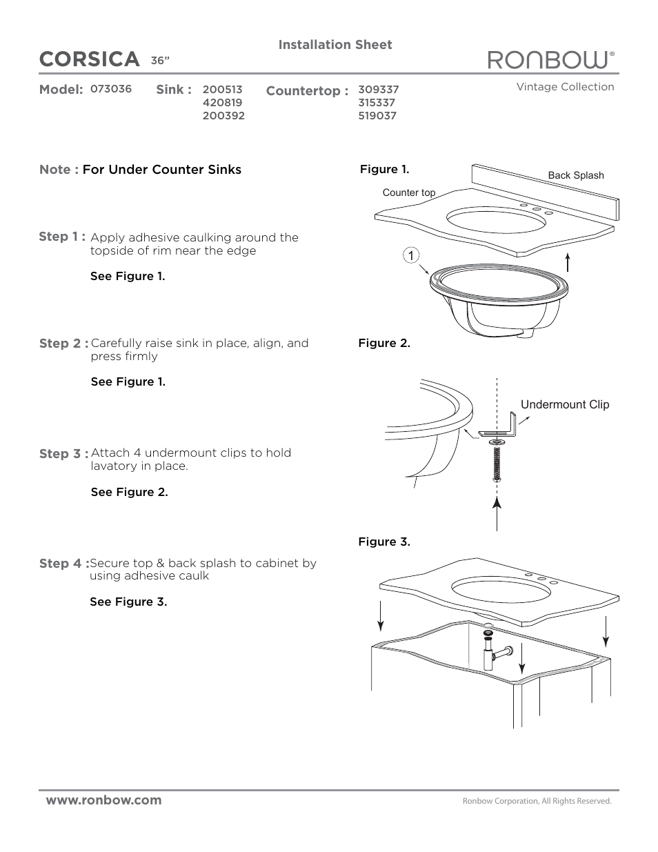 Corsica | Ronbow Corsica User Manual | Page 2 / 2