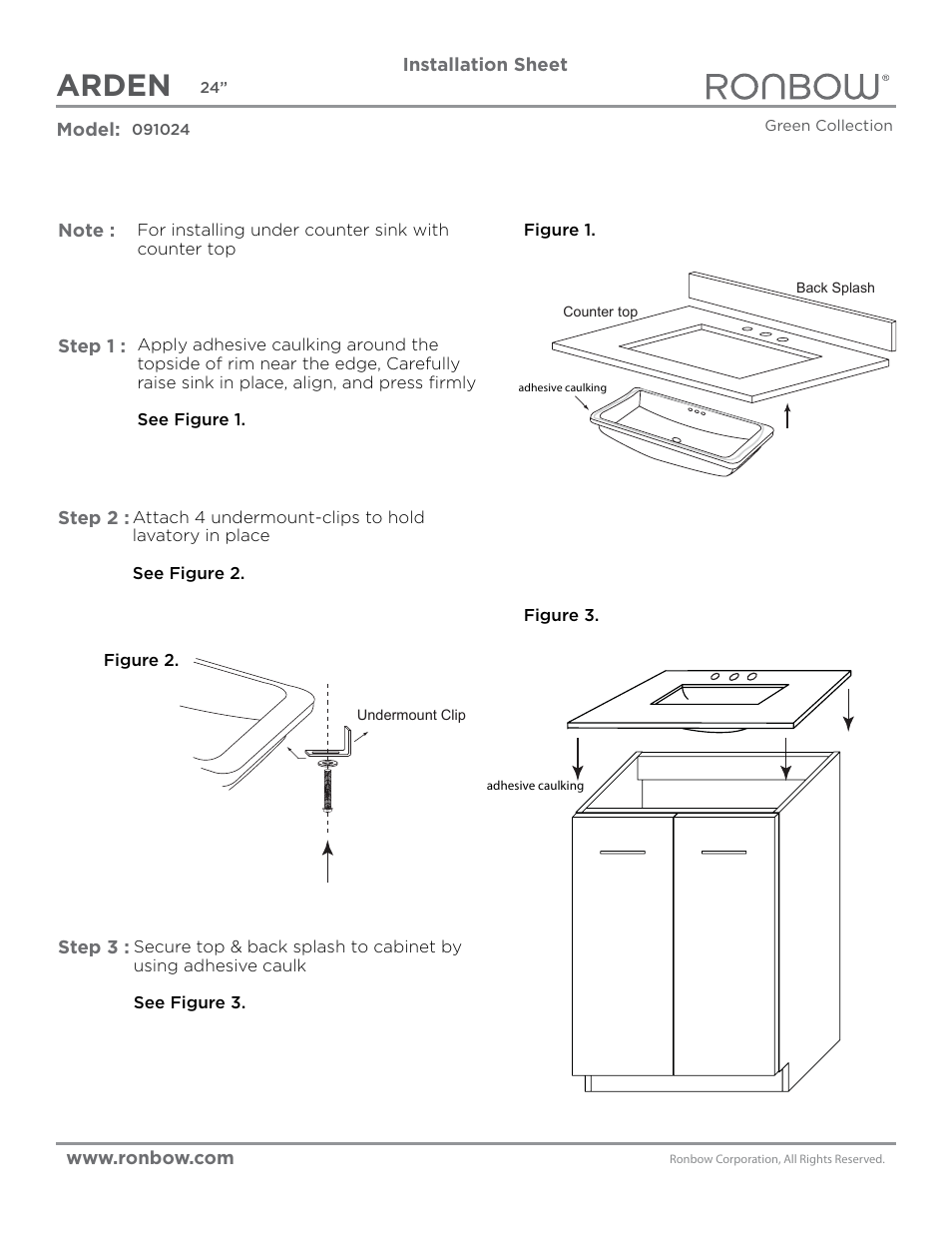 Ronbow Arden User Manual | 2 pages