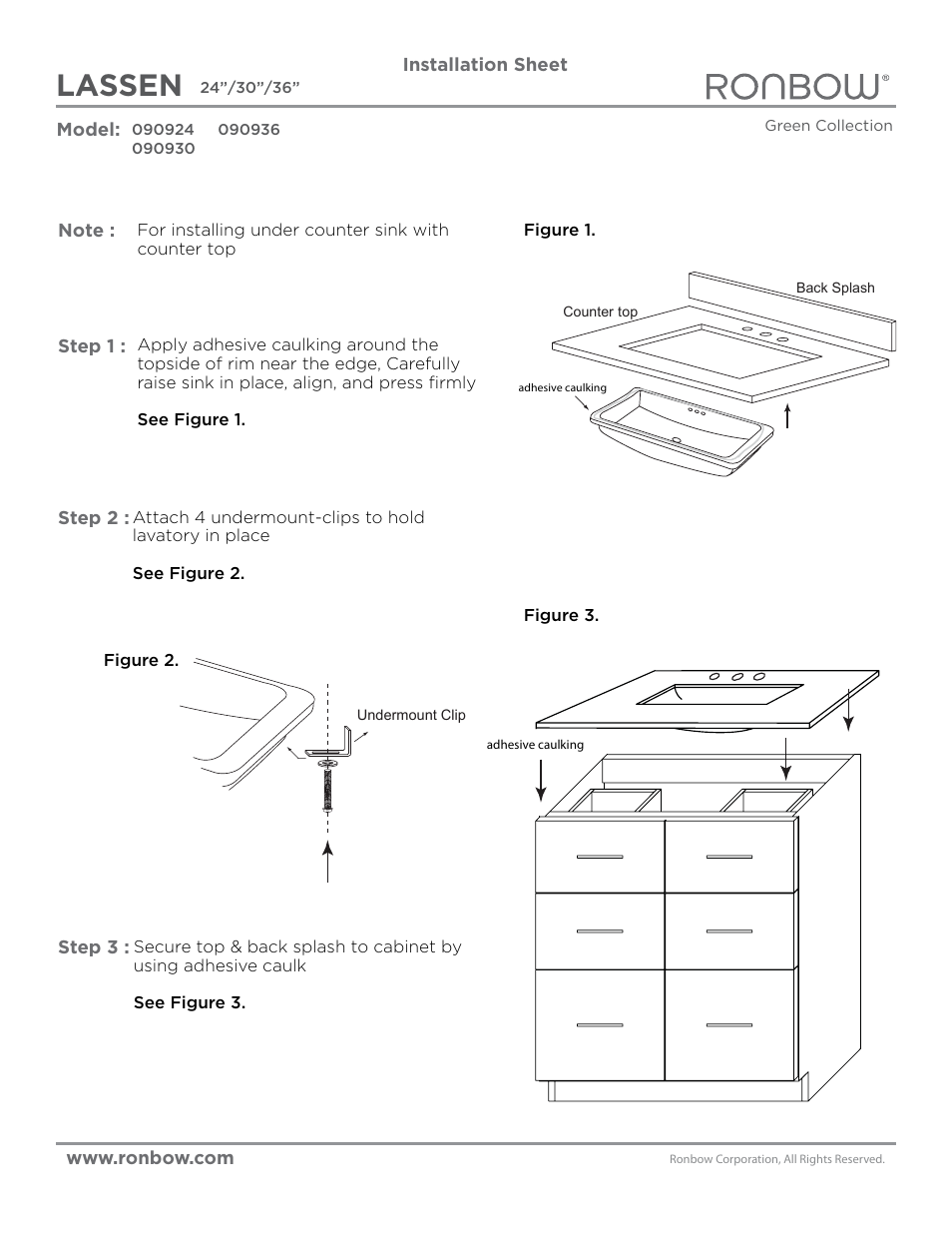 Ronbow Lassen User Manual | 2 pages