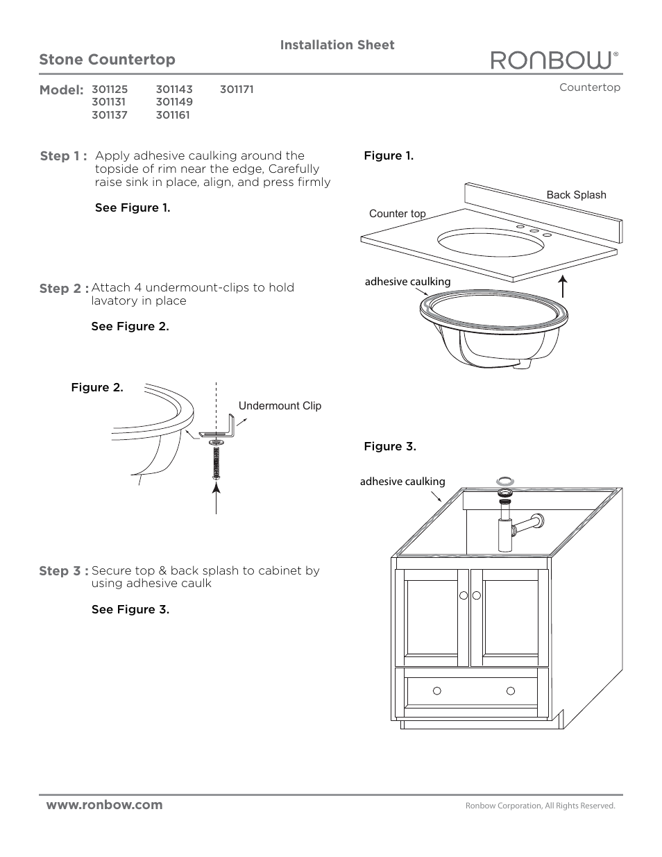 Ronbow Stone Counter (Standard) User Manual | 1 page