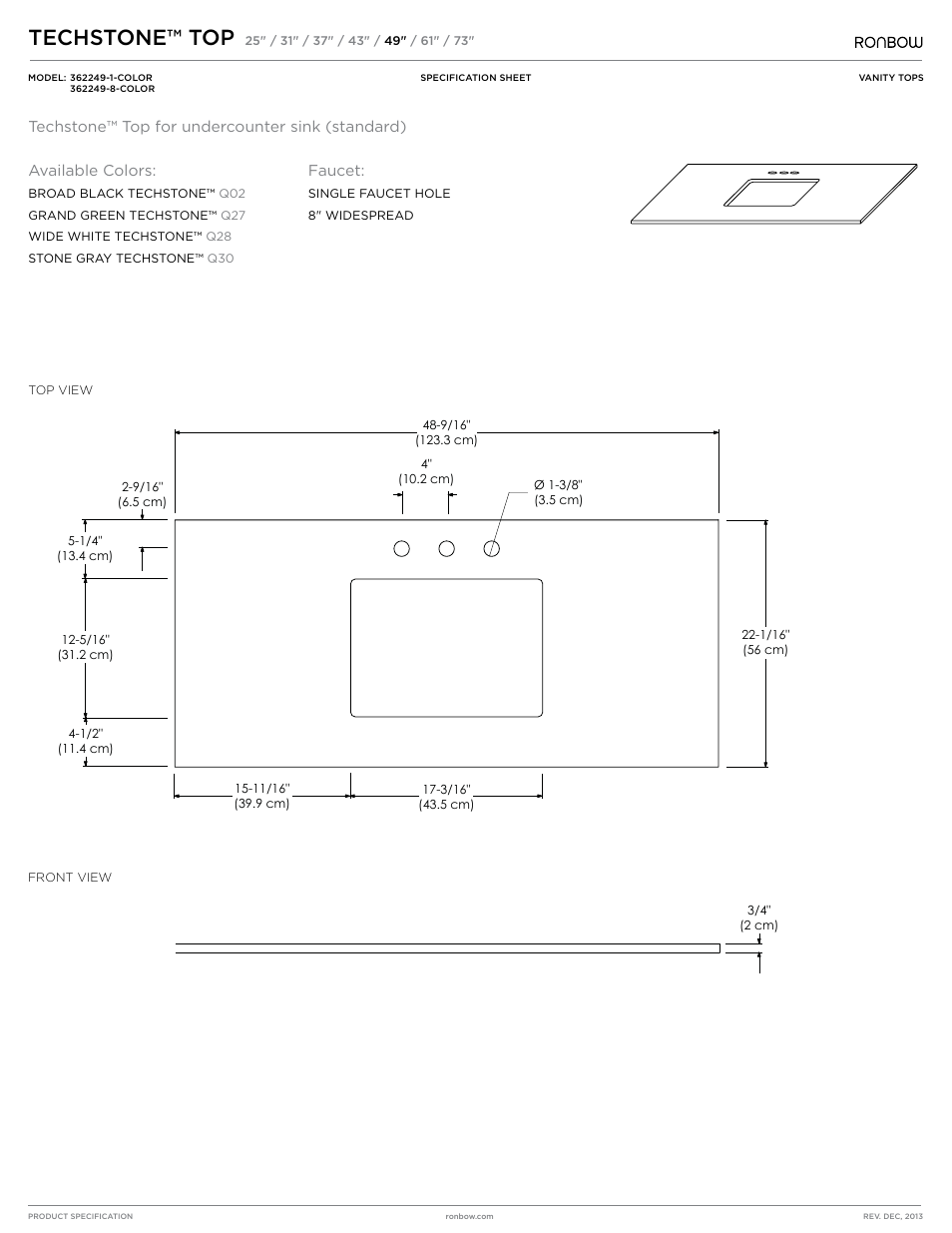 Techstone™ top | Ronbow TechSton Top Above Counter (Standard) User Manual | Page 5 / 5