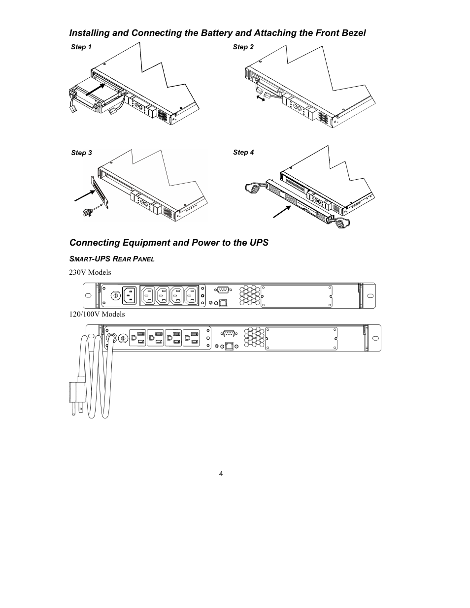 Connecting equipment and power to the ups | American Power Conversion 750VA User Manual | Page 6 / 18