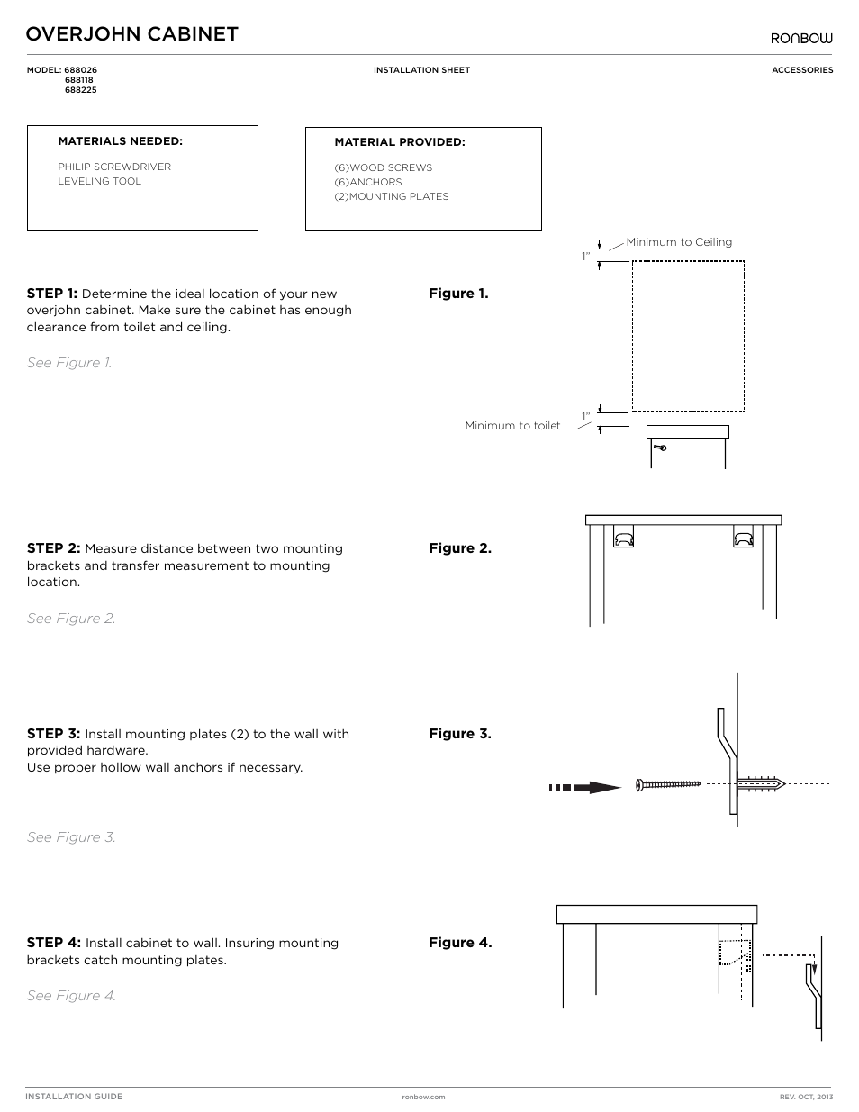 Ronbow Overjohn Cabinet (688225) User Manual | 1 page