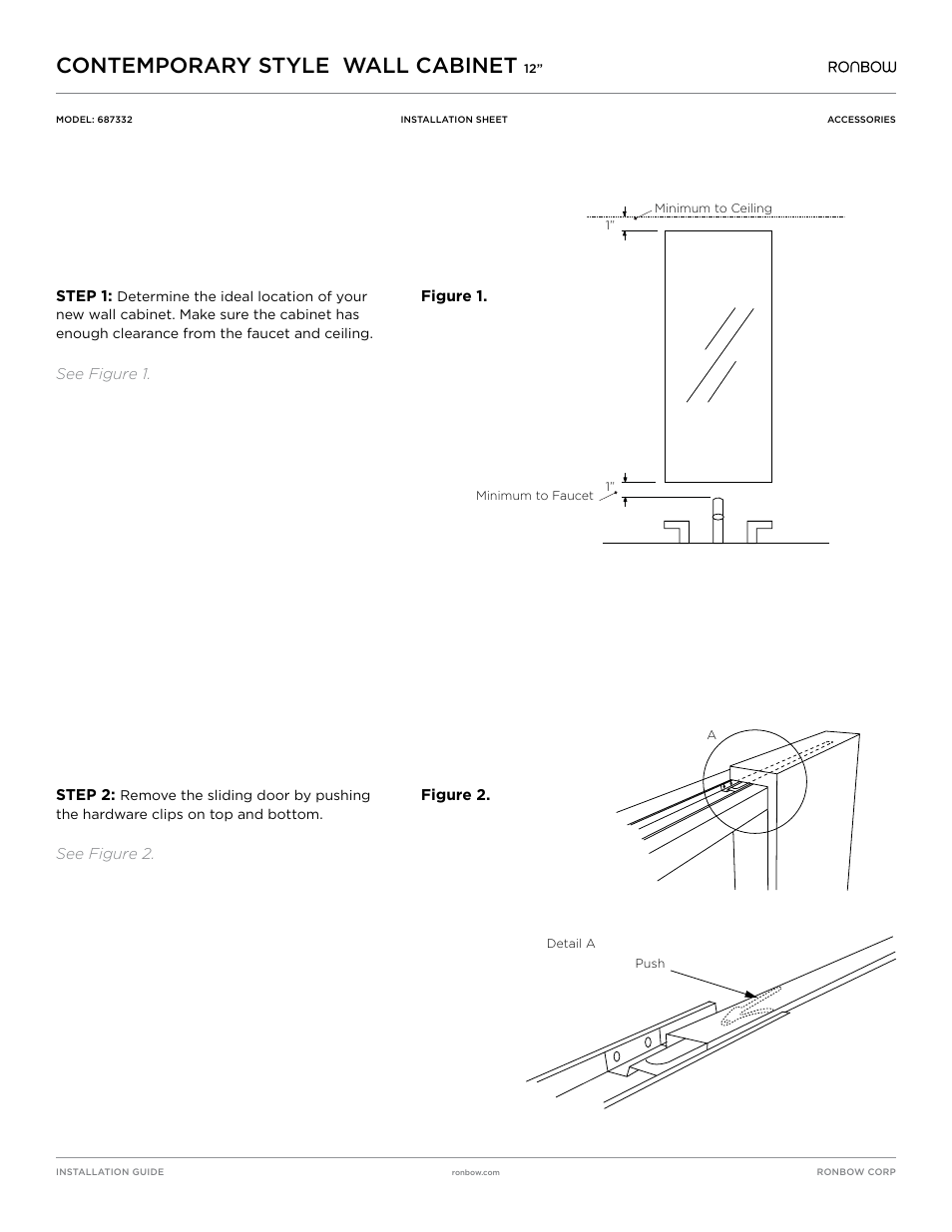 Ronbow Wall Cabinet (687332) User Manual | 3 pages