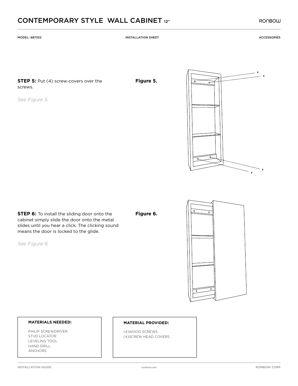 Contemporary style wall cabinet | Ronbow Wall Cabinet (687332) User Manual | Page 3 / 3