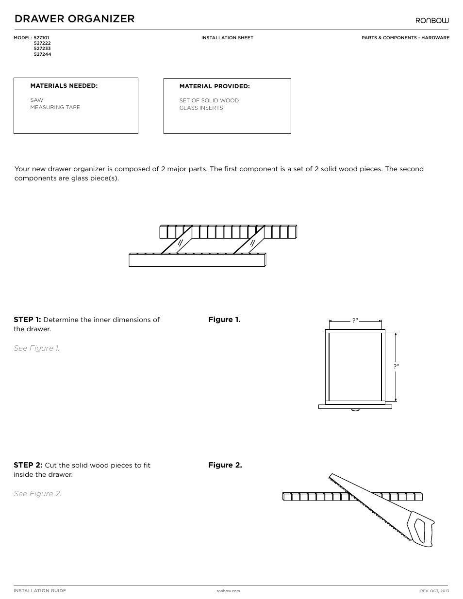 Ronbow Drawer Organizer-Wood User Manual | 2 pages