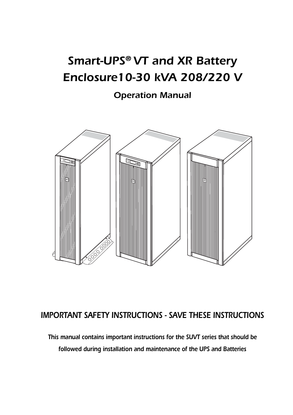 Smart-ups | American Power Conversion XR User Manual | Page 3 / 56