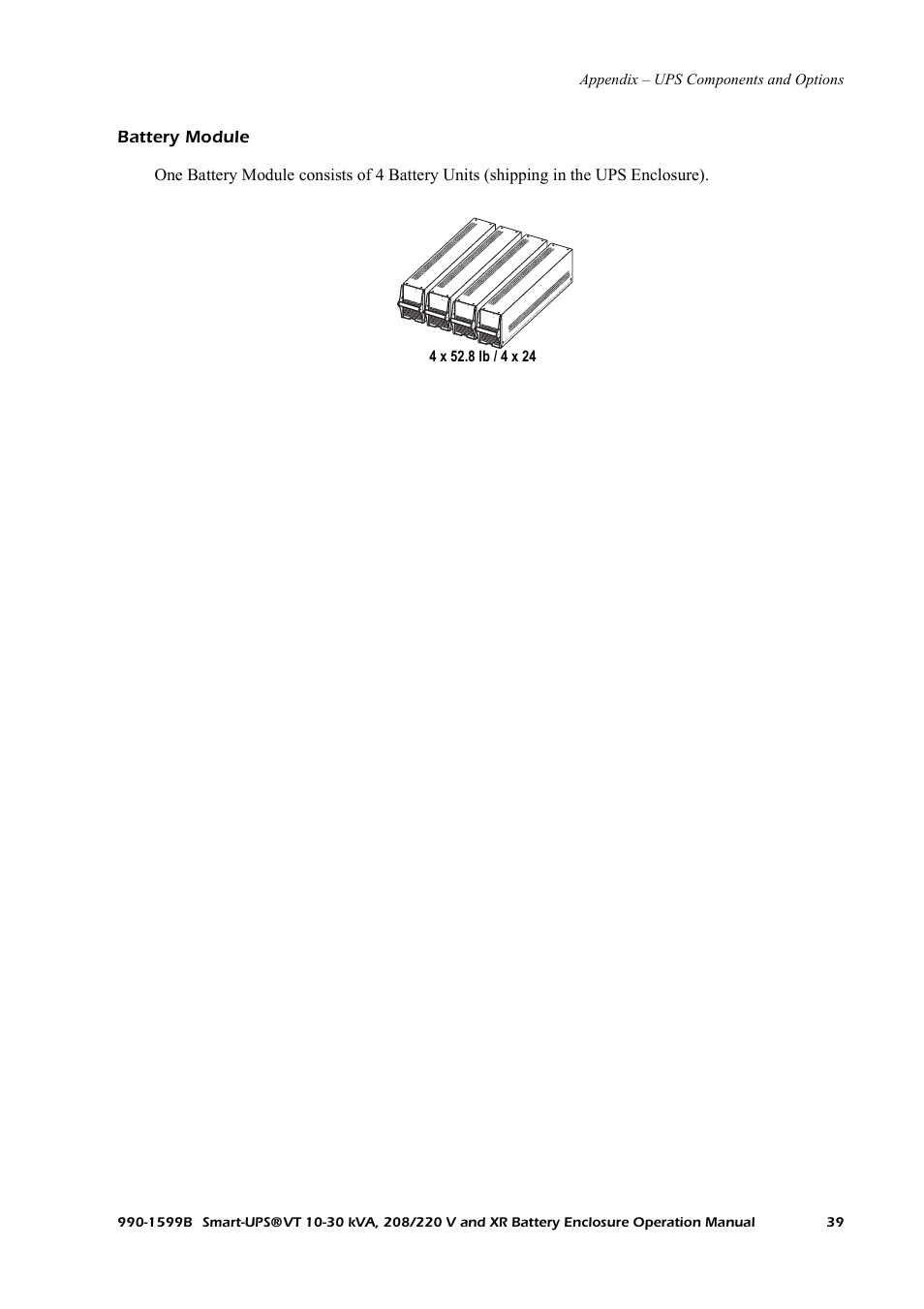 Battery module | American Power Conversion XR User Manual | Page 47 / 56