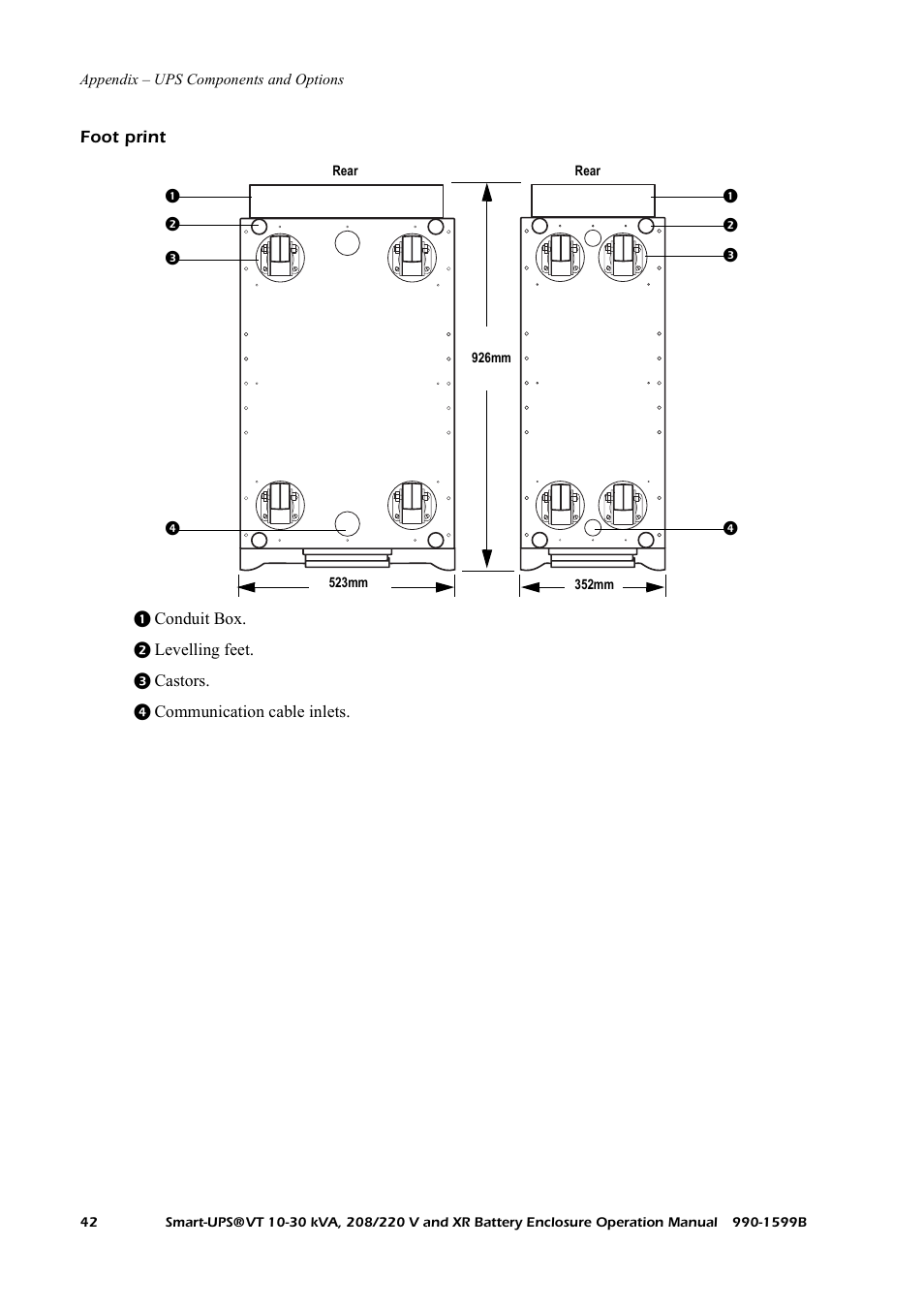 Foot print | American Power Conversion XR User Manual | Page 50 / 56