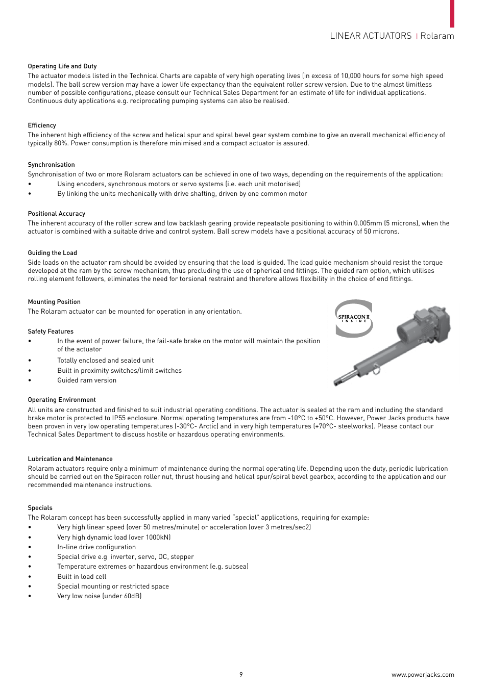 Linear actuators, Rolaram | Power Jacks Rolaram Linear Actuators User Manual | Page 9 / 24