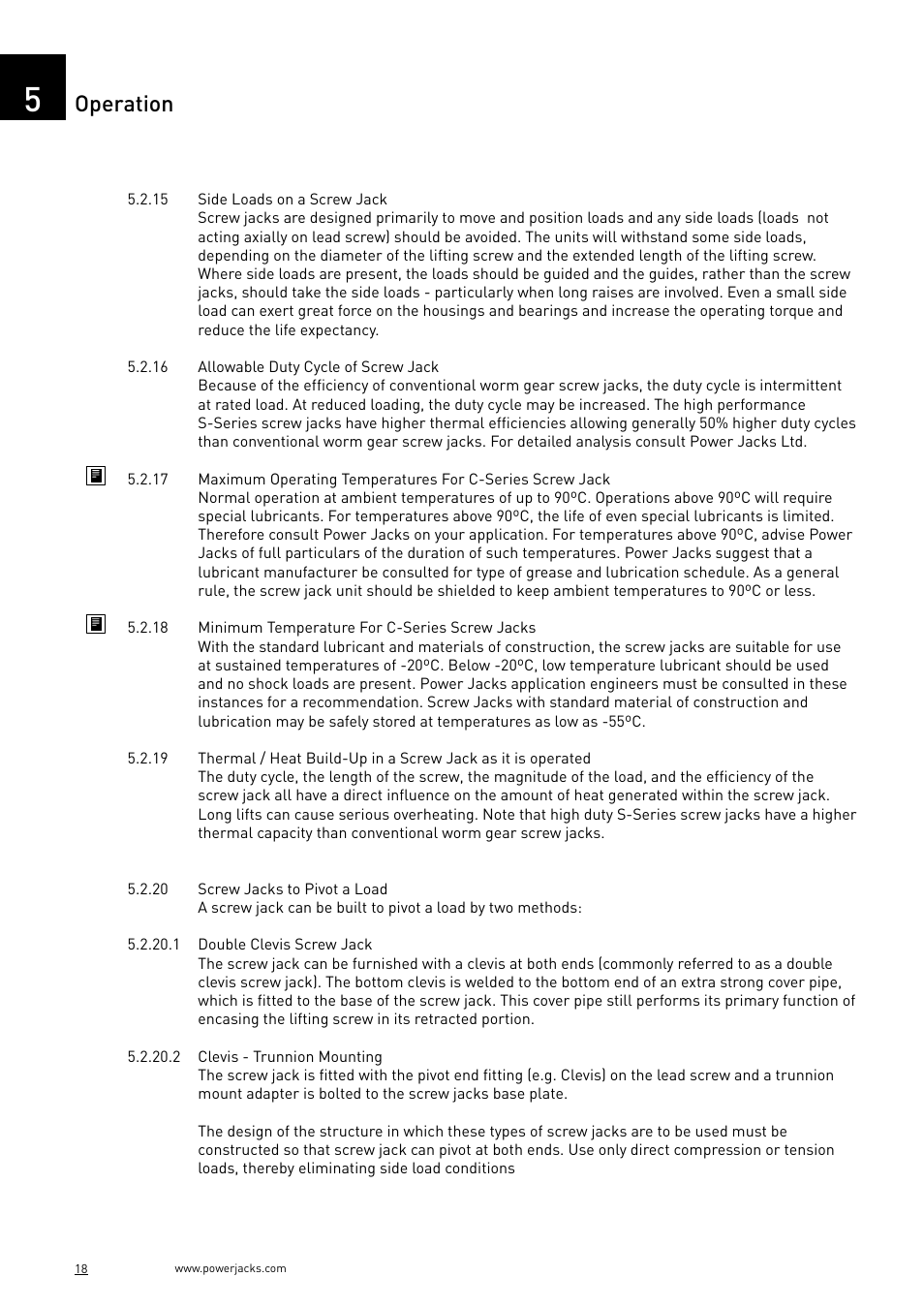 Operation | Power Jacks C-Series User Manual | Page 18 / 40