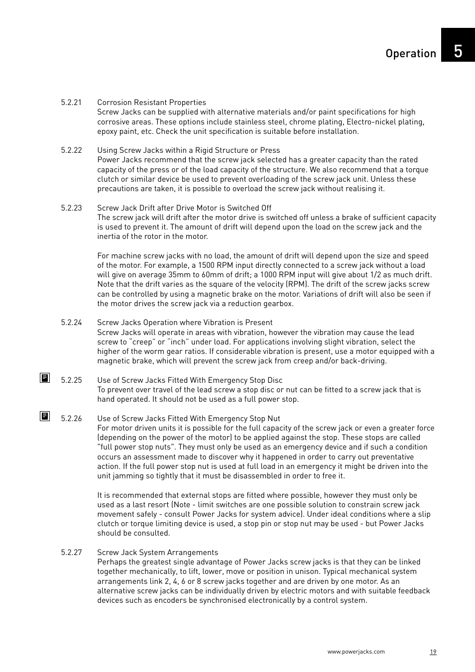 Operation | Power Jacks C-Series User Manual | Page 19 / 40