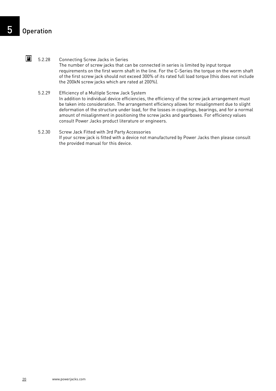 Operation | Power Jacks C-Series User Manual | Page 20 / 40