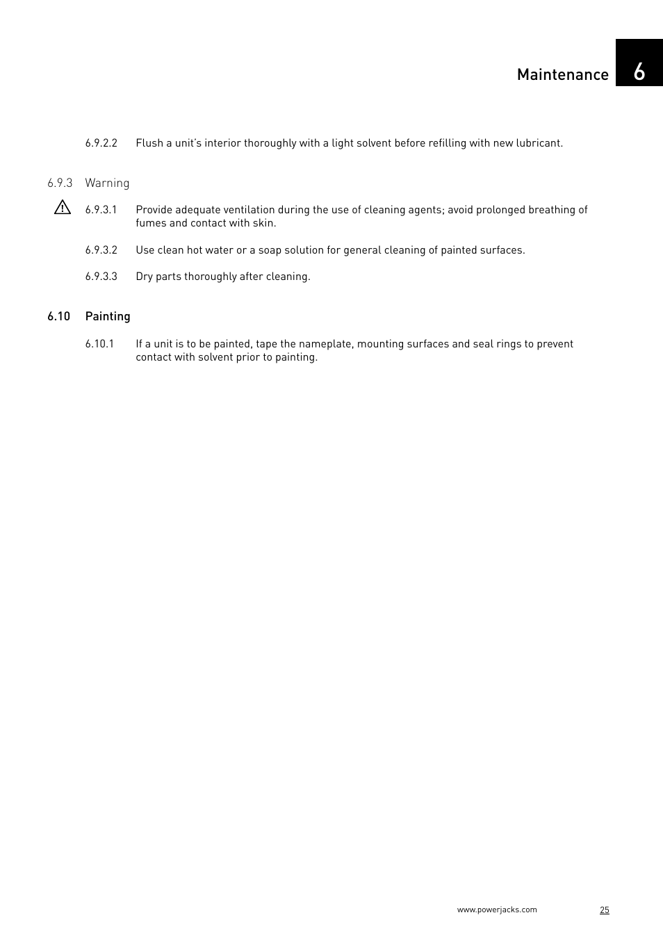 Maintenance | Power Jacks C-Series User Manual | Page 25 / 40