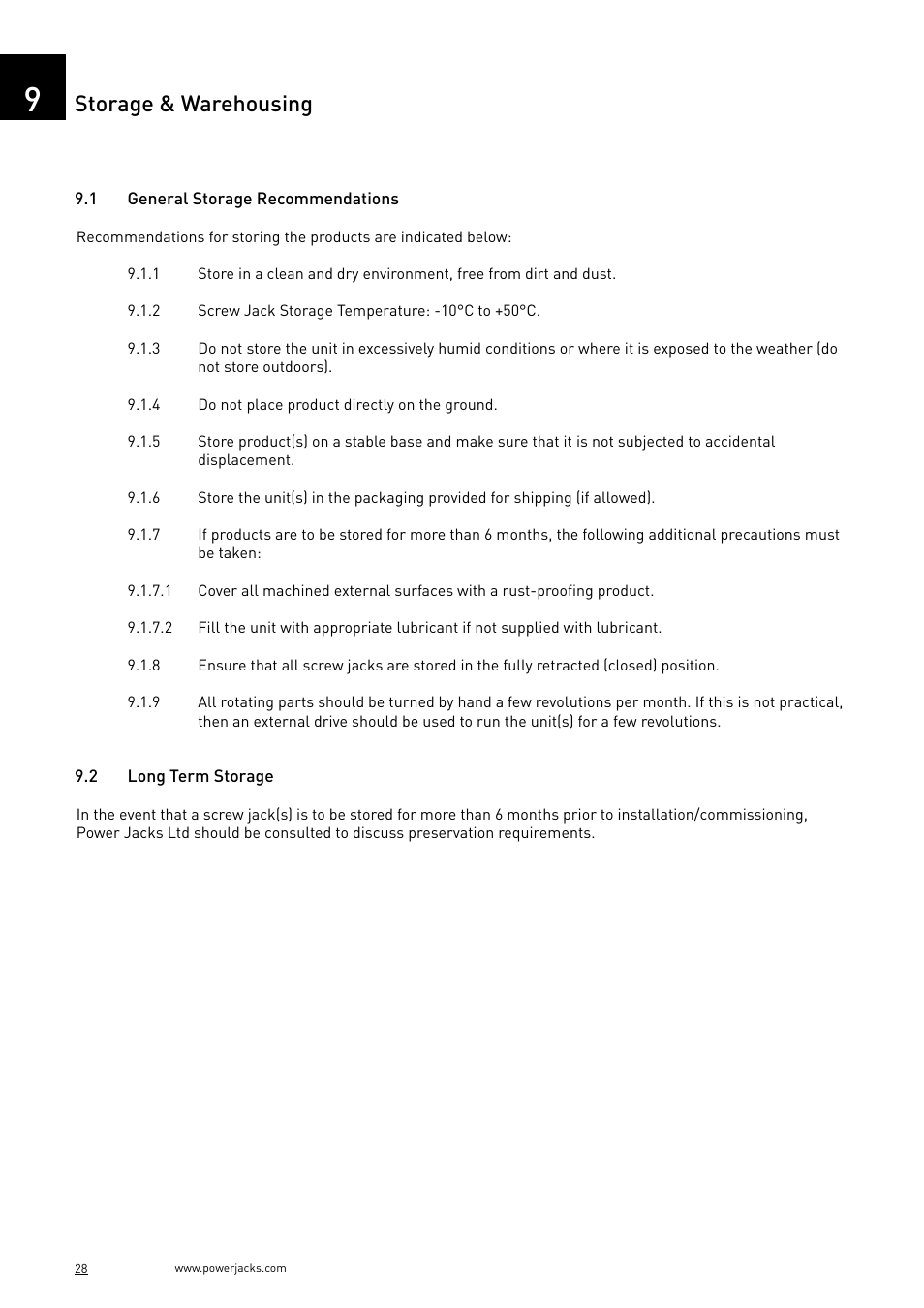 Storage & warehousing | Power Jacks C-Series User Manual | Page 28 / 40