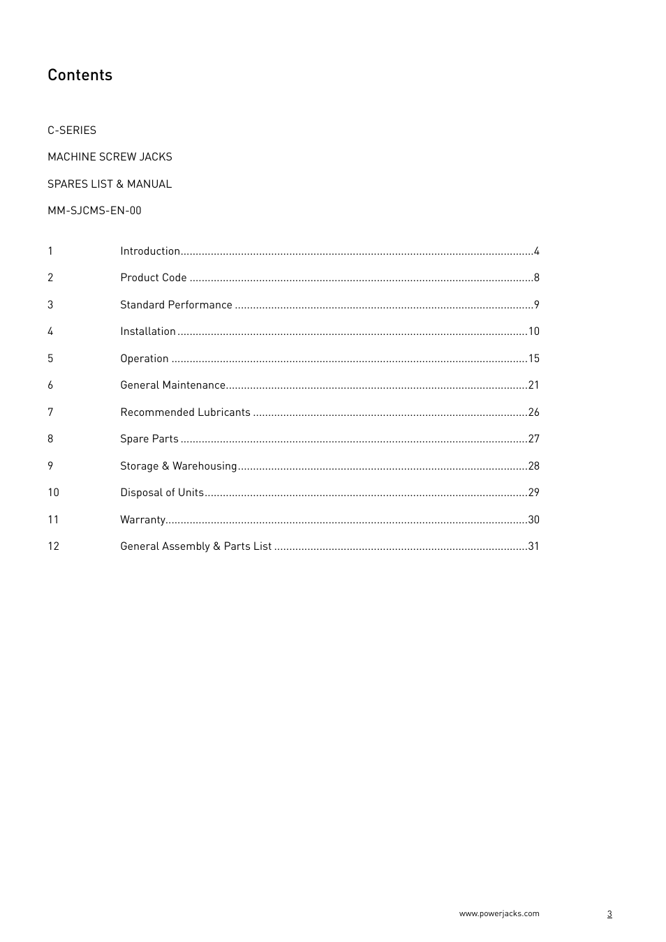 Power Jacks C-Series User Manual | Page 3 / 40