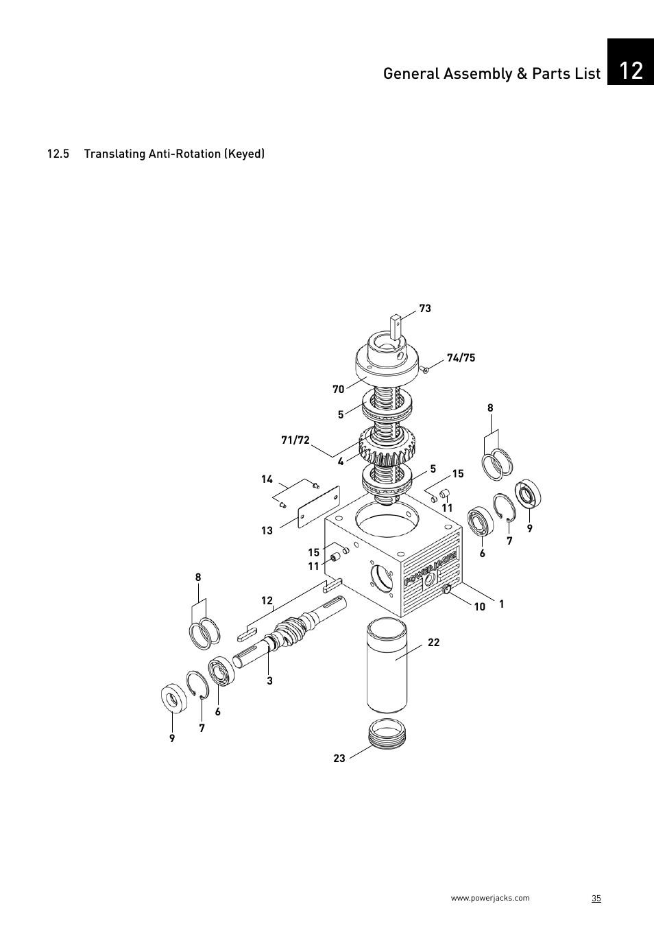 General assembly & parts list | Power Jacks C-Series User Manual | Page 35 / 40