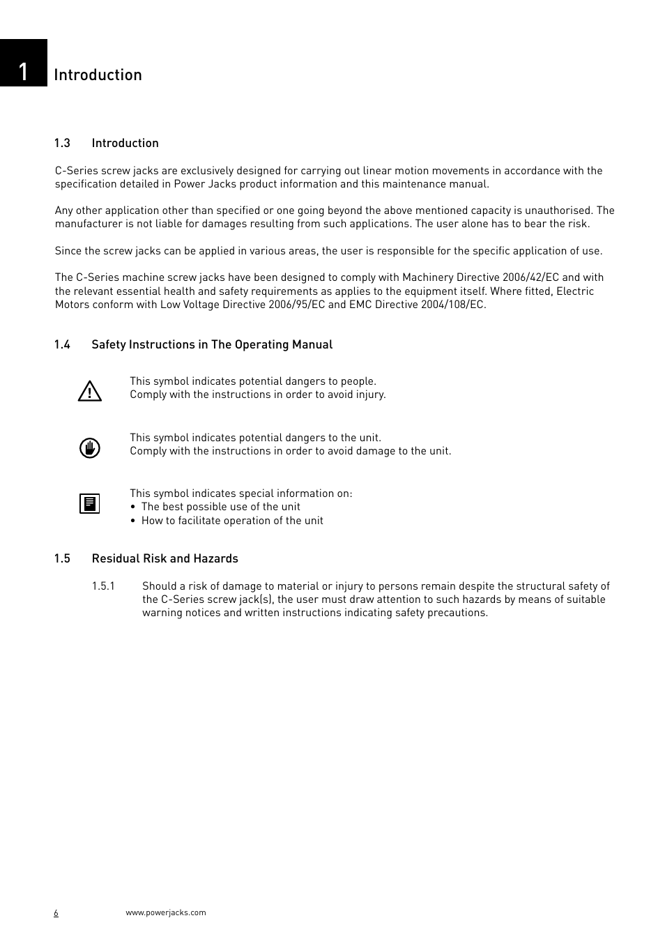 Introduction | Power Jacks C-Series User Manual | Page 6 / 40