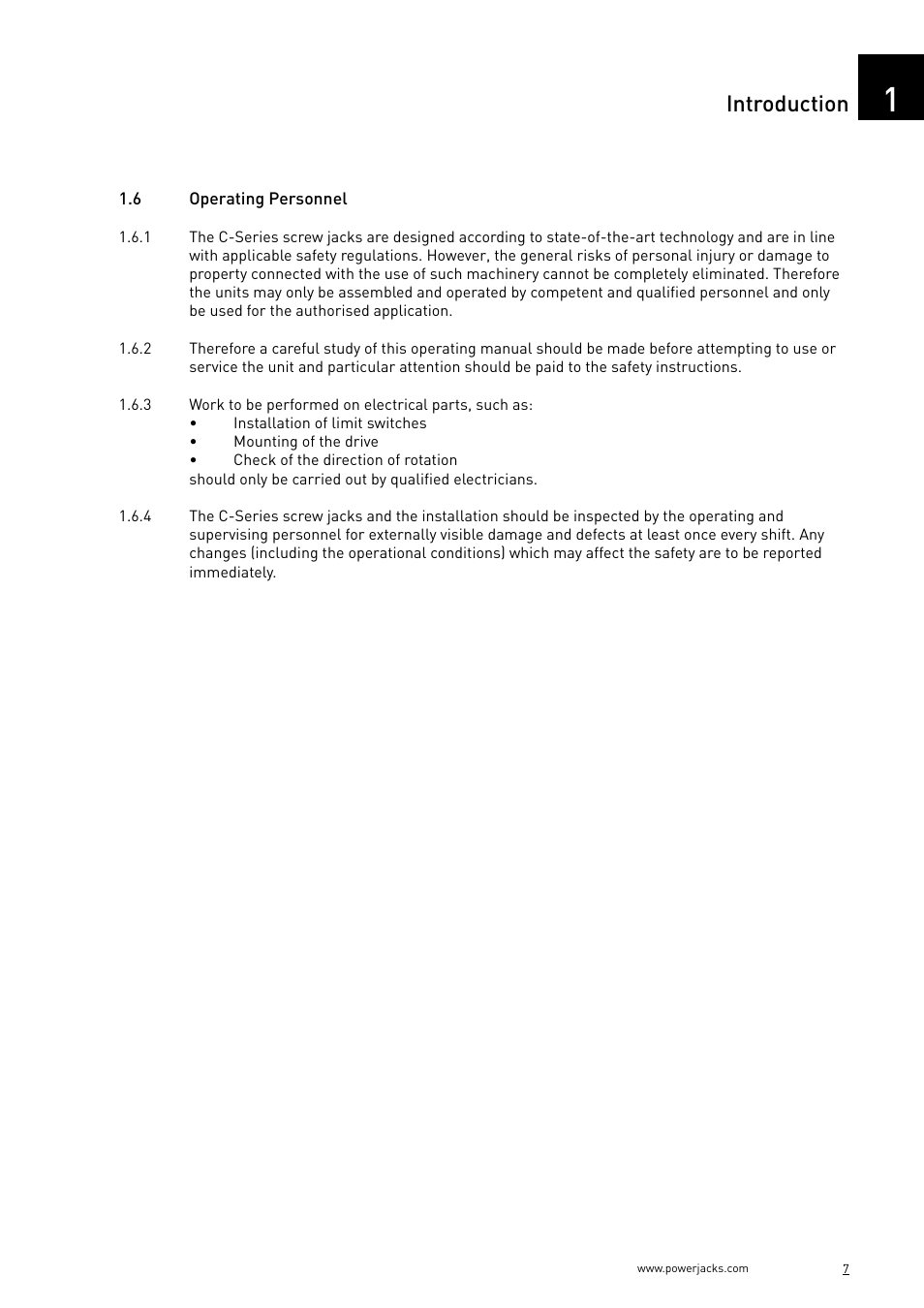 Introduction | Power Jacks C-Series User Manual | Page 7 / 40