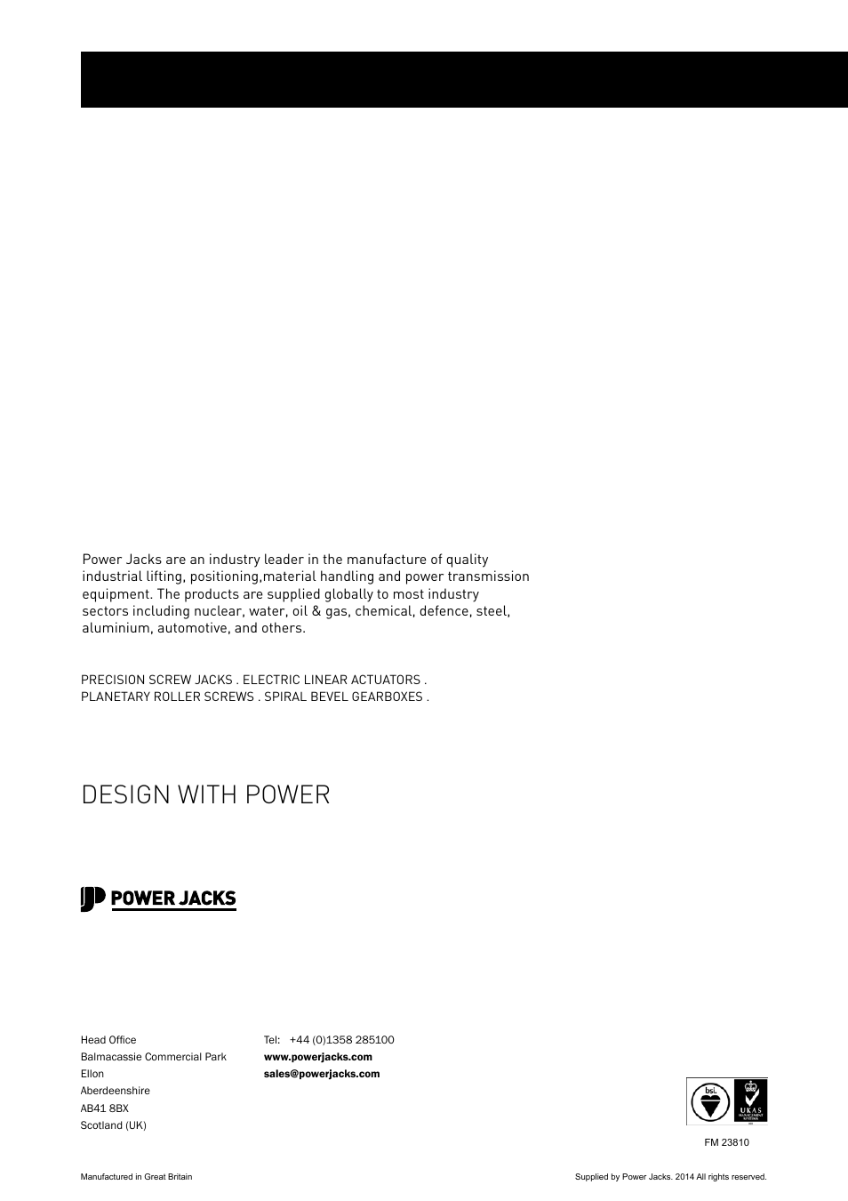Design with power | Power Jacks E-Series - Machine User Manual | Page 4 / 4