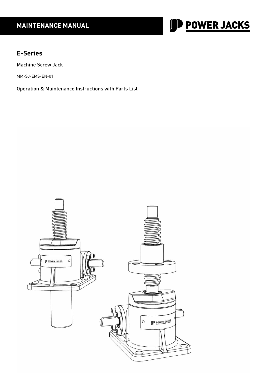 Power Jacks E-Series - Machine User Manual | 52 pages