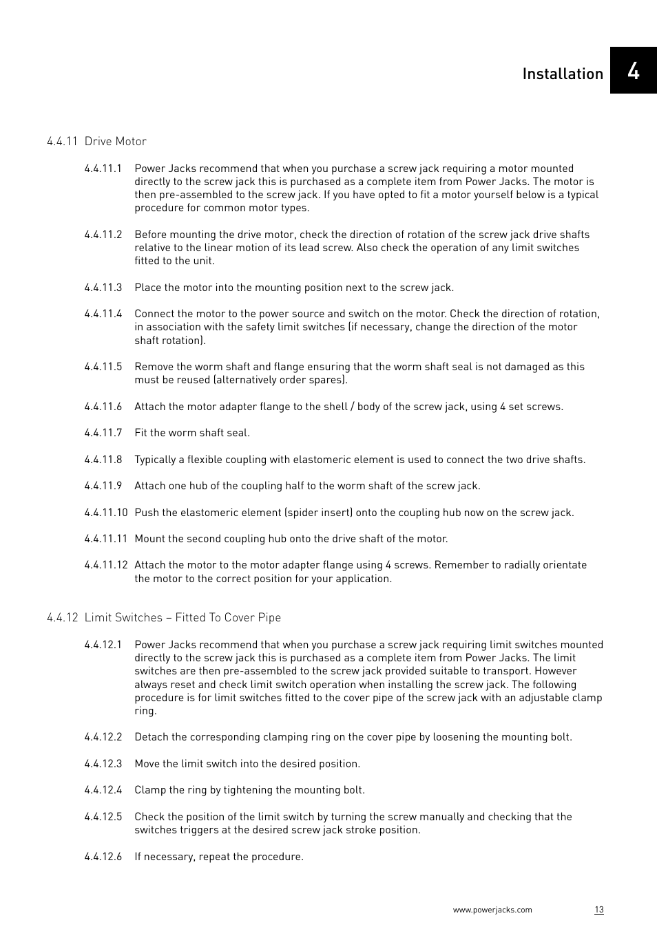 Installation | Power Jacks E-Series - Machine User Manual | Page 13 / 52