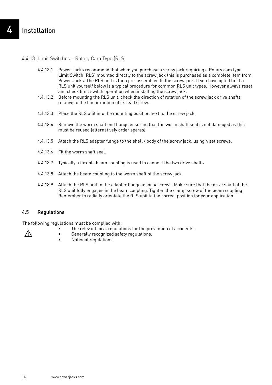 Installation | Power Jacks E-Series - Machine User Manual | Page 14 / 52