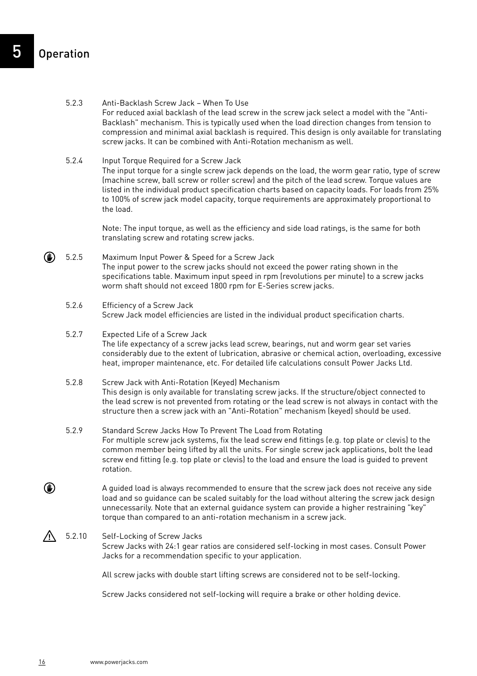 Operation | Power Jacks E-Series - Machine User Manual | Page 16 / 52