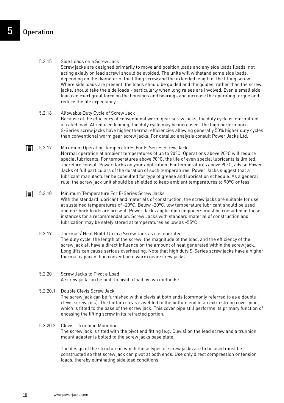 Operation | Power Jacks E-Series - Machine User Manual | Page 18 / 52