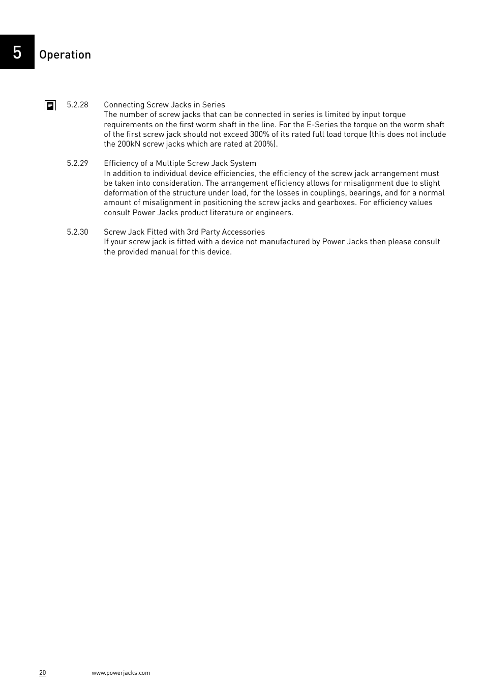 Operation | Power Jacks E-Series - Machine User Manual | Page 20 / 52